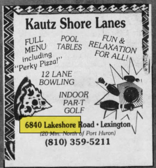 Kautz Shore Lanes (Shore Lane Bowling) - May 1998 Ad